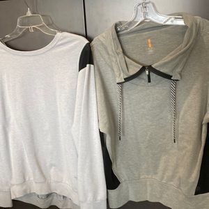 Lot of Two Gray Sweatshirts.    North Face and other one is Lucy.   Size M